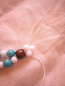 Beads, wooden, blue and white 